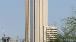 Reinforced concrete fins provide shade to the 300-meter-tall National Bank of Kuwait headquarters. Photo: Nigel Young/Foster + Partners