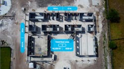 Aerial view of world's largest 3D-printed building, a luxury horse barn in Florida