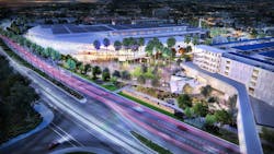 The expansion of the convention center in Ontario, Calif., will double the size and event capacity of the current building. Rendering Credit: HMC Architects