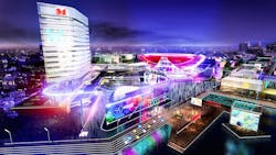 eSports village aerial rendering of Populous eSports arena