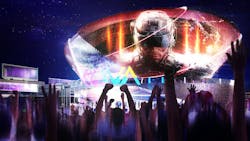 Reactive facade in the 'village' in Populous eSports arena