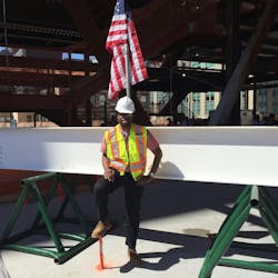 JARED GREEN IN FRONT OF A U.S. FLAG