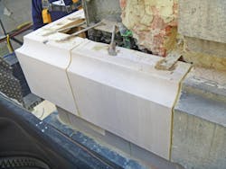 Substitute materials, like GFRC for terra cotta, offer repair options for tough areas. Photo courtesy Hoffmann Architects + Engineers