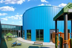 Playful Sections Of Bright Blue Metal Roof Welcome Visitors To The Altgeld Family Resource Center On Chicago&rsquo;s Far South Side Photo: Hortonphotoinc