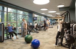 The fitness center at the Summit at Rockwood, a senior living community on Spokane, WA