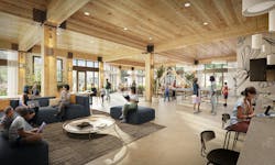 Mass Timber multifamily lobby rendering