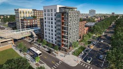 Aerial view of the 43 Green Phase II residential building