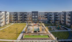 Luxury affordable multifamily development courtyard