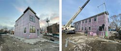 Modular townhomes being built