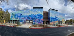 Moving mural parking garage in California
