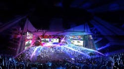 Competition pit transformable ceiling