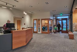 Cross laminated timber library entrance Cross laminated timber library entrance