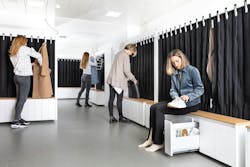 Women in locker room with smart storage
