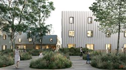 MycoComposite building facade at The Phoenix affordable housing development in California MycoComposite building facade at The Phoenix affordable housing development in California