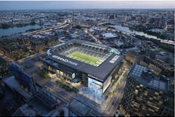 The 25,000-seat Etihad Park will be Major League Soccer's first all-electric stadium. Image credit: HOK