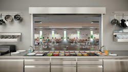 Fire rated counter door in school cafeteria