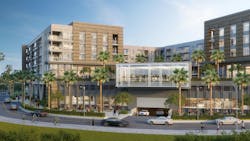 At Brea Mall in Brea, Calif., a former Sears anchor store will be demolished and replaced with a mixed-use community called the Kanyon at Brea. Rendering courtesy AO