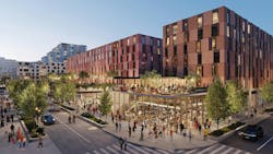 For The Rise in Cupertino, Calif., Kohn Pedersen Fox is converting a shuttered mall into a new neighborhood that maintains a retail presence while also adding over 2,600 apartments. Rendering courtesy KPF