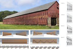 Weathering steel was used to mimic the deep rust color of a barn, while a series of vertical fins allowed for additional daylight mitigation. Weathering steel was used to mimic the deep rust color of a barn, while a series of vertical fins allowed for additional daylight mitigation.