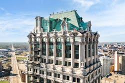 Book Tower, Detroit, Mich. Key rehabilitation efforts included restoring the original copper roof, terracotta ornamentation, and limestone and masonry fa&ccedil;ade