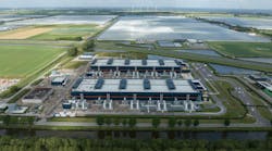 Data center in Middenmeer, Agriport. Birds eye view. Information technology Infrastructure.