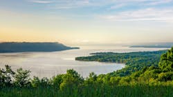 Scenic view of the Mississippi River & Lake Pepin on a summer morning at frontenac state park Scenic view of the Mississippi River & Lake Pepin on a summer morning at frontenac state park