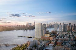 The Riverie in Brooklyn&rsquo;s Greenpoint neighborhood. Rendering by The Boundary