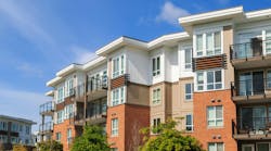 Architectural details of modern apartment building.