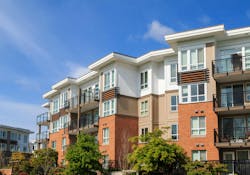 Architectural details of modern apartment building.
