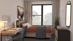 National commercial interiors firm Mary Cook Associates (MCA) and custom furniture manufacturer Morgan Li launched &lsquo;Built to Spec,&rsquo; a new furnishings solution for student housing developments. Image &copy; MCA