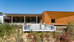 Pictured: a covered porch and promontory overlooking the dig site at the Jean & Ric Edelman Fossil Park & Museum of Rowan University. &copy; Aislinn Weidele / Ennead