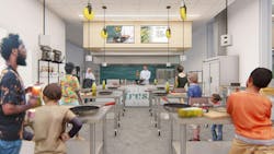 A teaching kitchen will educate kids about healthy eating and food preparation.