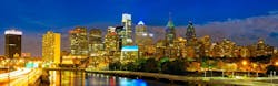 Skyline of Philadelphia downtown at dusk, Pennsylvania, USA