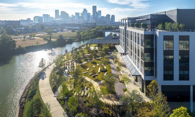 East River blends historic industrial character with modern design, creating vibrant public spaces along Buffalo Bayou in Houston, Texas. Photo © ShauLin Hon