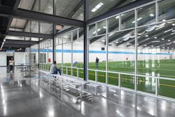 Thoughtfully planned sightlines and open spaces allow fans and families to watch the action up close while players benefit from a high-performance training environment. Prefabricated elements helped maximize space on the highly constrained site without compromising function